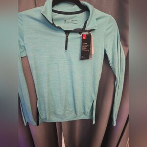 Under Armour Girls HeatGear 1/4 Zip Pullover YMD Teal Blue NWT